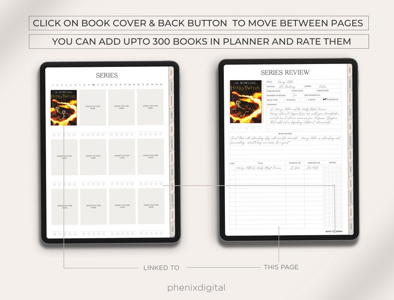 Digitaal leesdagboek, leeslogboek, boektracker, boekrecensie, digitale boekenplank, boekleestrackerplanner voor iPad, Goodnotes Journal afbeelding 5