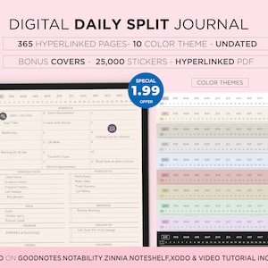 Digital Daily Planner Schedule 365 Daily Goodnotes Notability Journal Hourly Work Day Planner Time Management Hyperlinked Template iPad