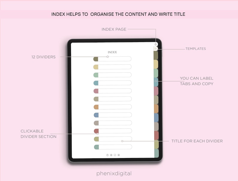 Minimal Digital Notebook: Cornell Note-Taking, 50000 Stickers (Digital Download) image 3