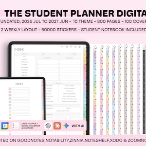 2026-2027 Digitaler Studentenplaner, Akademische iPad Agenda (Goodnotes)