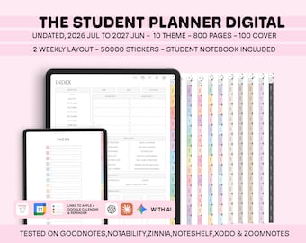Agenda digitale per studenti 2026-2027, agenda accademica per iPad (Goodnotes)
