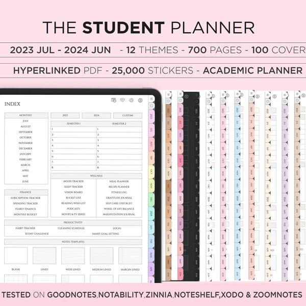 2023 2024 Student Digital Planner Goodnotes, Academic Planner, College Planner Academic Agenda, Student iPad Planner