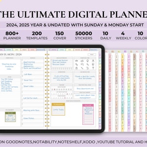 Digitaler Planer 2024 2025 Undatierter digitaler Planer Goodnotes-Planer Täglicher wöchentlicher Monatsplaner Bekanntheit iPad-Planer Goodnote Bild 1