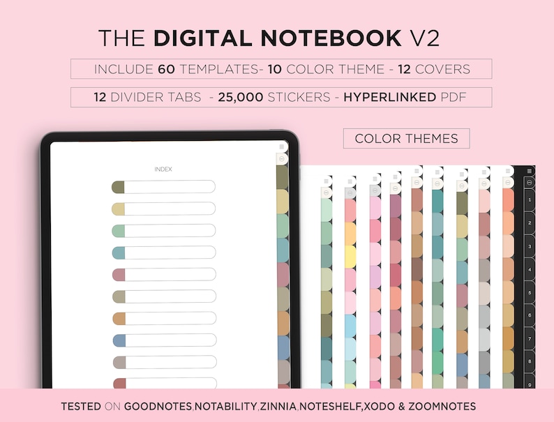 Digital Hyperlinked Notebook Minimal Notebook Cornell Note Taking Template Notepad Student Goodnotes iPad Planner Notability Digital Tablet 