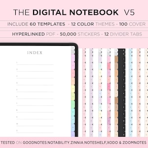 Digital Notebook, Goodnotes Notebooks, Portrait, Notebook with Tab, Lined Digital Journal, Digital Notes Template, Student Notebook Journal
