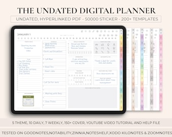 Undated Digital Planner, Goodnotes Notability iPad (Digital Download