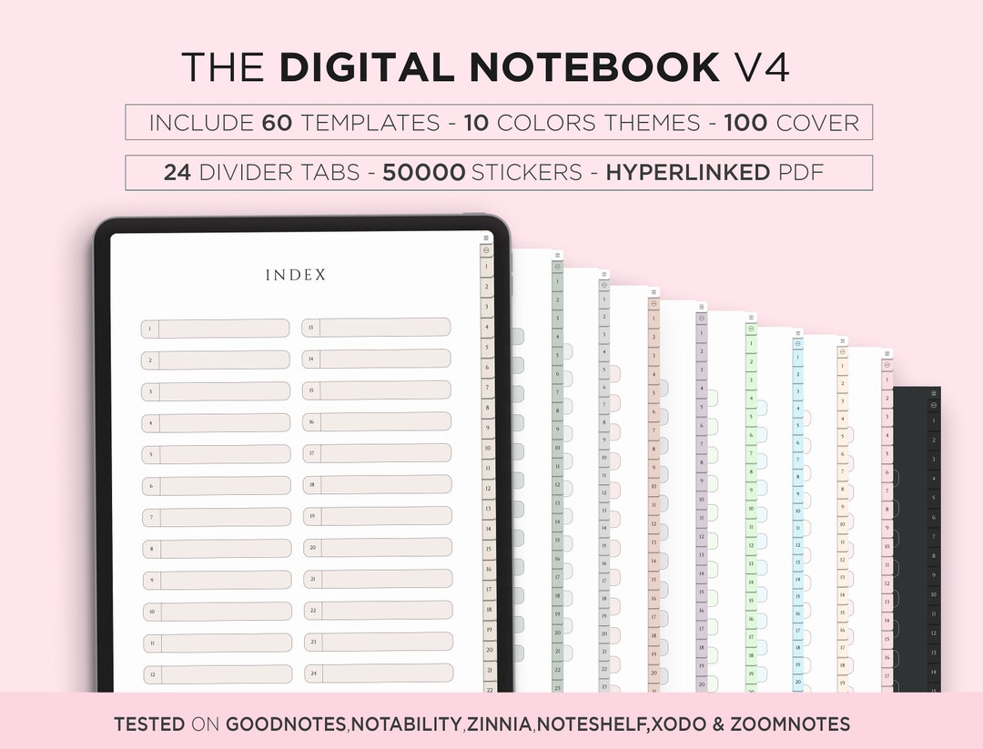 Digital Hyperlinked Notebook: 61 Templates, 50000 Stickers (digital ...