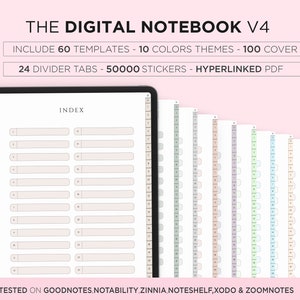 Quaderno digitale con collegamento ipertestuale Quaderno minimale Cornell Modello per prendere appunti Blocco note Studenti Goodnotes iPad Planner Notability Tablet digitale