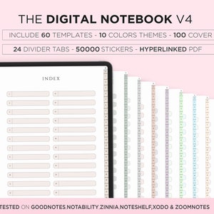 Digital Hyperlinked Notebook Minimal Notebook Cornell Note Taking Template Notepad Student Goodnotes iPad Planner Notability Digital Tablet