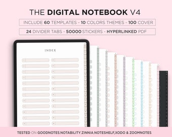 Digital Hyperlinked Notebook Minimal Notebook Cornell Note Taking Template Notepad Student Goodnotes iPad Planner Notability Digital Tablet