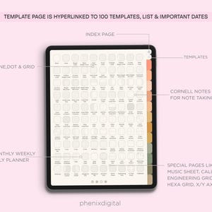 Minimal Digital Notebook: Cornell Note-Taking, 50000 Stickers (Digital Download) image 8