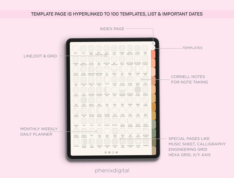 Minimal Digital Notebook: Cornell Note-Taking, 50000 Stickers (Digital Download) image 8