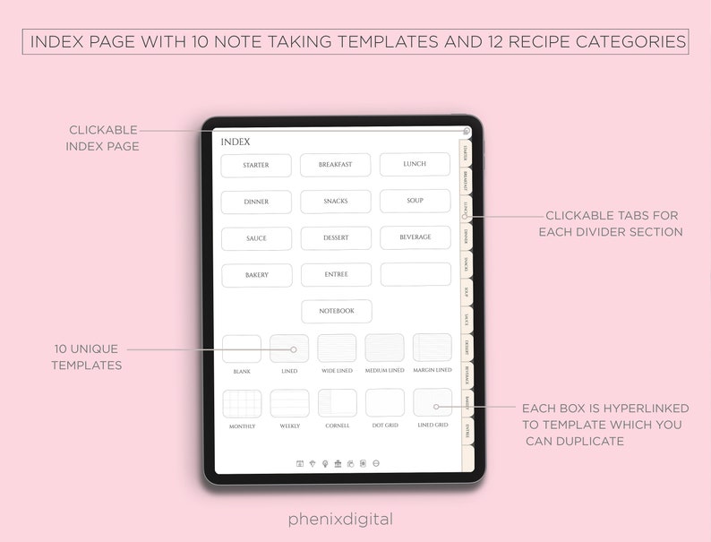 Digital Recipe Book, Cookbook Planner for Goodnotes, Notability (iPad) image 2