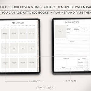 Digitaal leesdagboek, leeslogboek, boektracker, boekrecensie, digitale boekenplank, boekleestrackerplanner voor iPad, Goodnotes Journal afbeelding 4