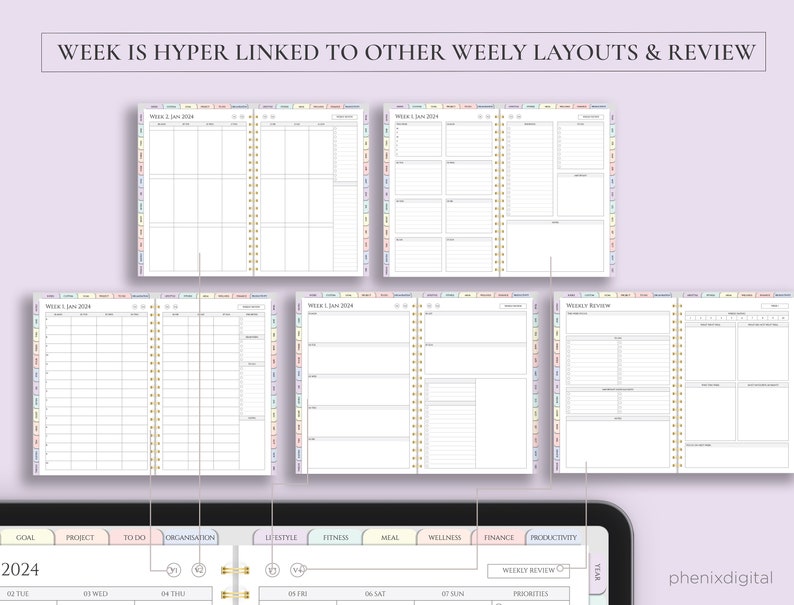 Digital Planner 2024 2025 Undated Digital Planner Goodnotes Planner Daily Weekly Monthly Planner Notability iPad Planner Goodnote image 4