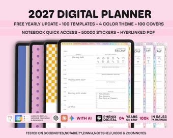 ADHD Planner 2026-2028, Daily Weekly Monthly Digital Planner (Goodnotes iPad)