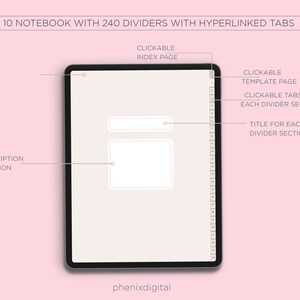 Puede incluir: Un cuaderno digital con 240 divisores y pesta&ntilde;as con hiperv&iacute;nculos. El cuaderno tiene una p&aacute;gina de &iacute;ndice clickable, una p&aacute;gina de plantilla clickable y pesta&ntilde;as clickables para cada secci&oacute;n de divisor. Cada secci&oacute;n de divisor tiene un t&iacute;tulo.