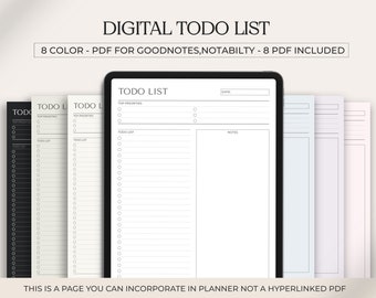 Digital To Do List Goodnotes Template Notability, Daily Task List, Undated To Do List Template, Dark Mode To Do List, Digital iPad Planner