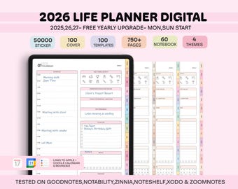 2026 2027 All-in-One Digital Planner, Digital Journal, Daily Weekly Monthly Planner, 2026 iPad Planner Goodnotes Planner, ADHD Life Planner