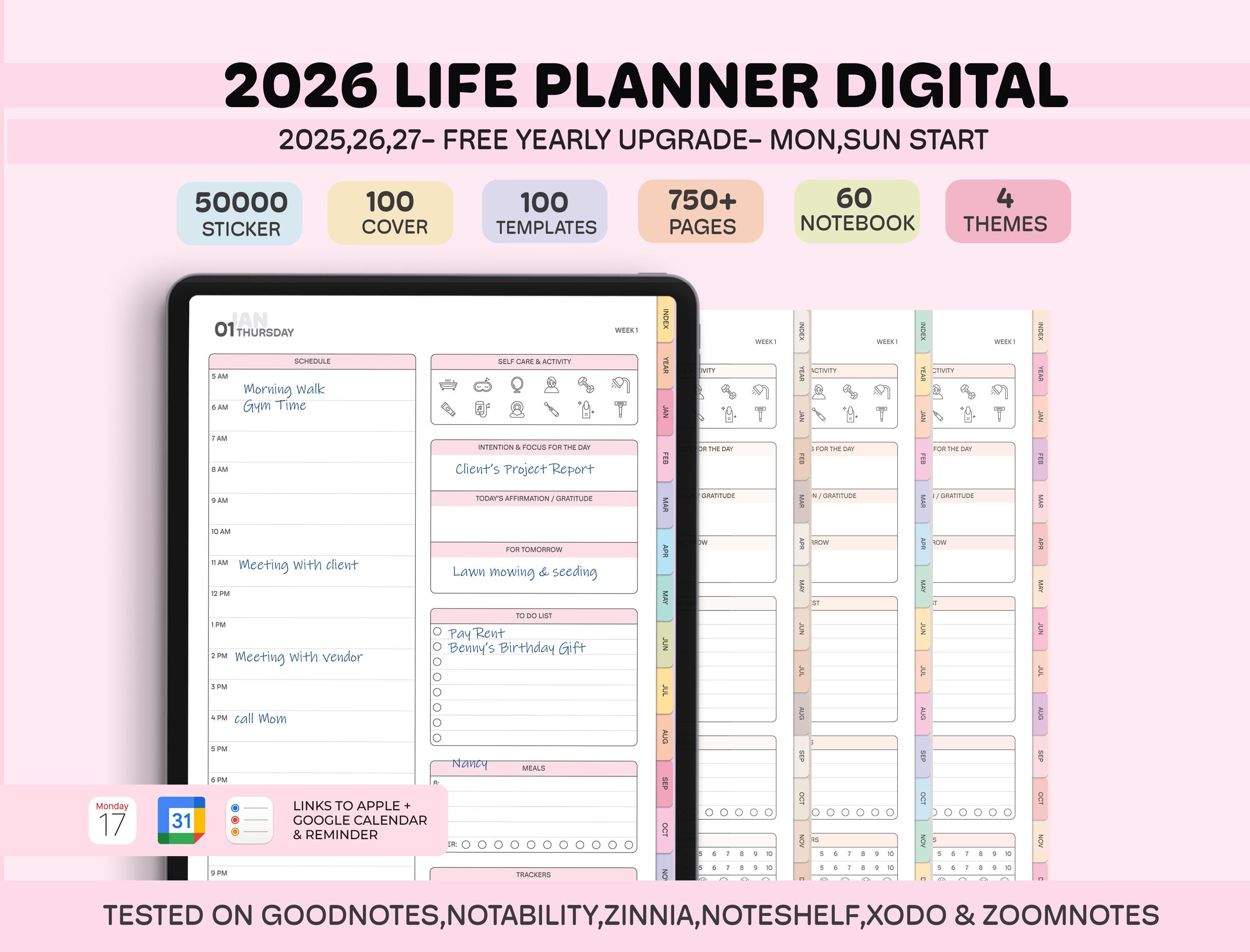 2026 2027 All-in-one Digital Planner, Digital Journal, Daily Weekly ...