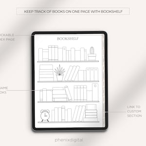 Digitaal leesdagboek, leeslogboek, boektracker, boekrecensie, digitale boekenplank, boekleestrackerplanner voor iPad, Goodnotes Journal afbeelding 3