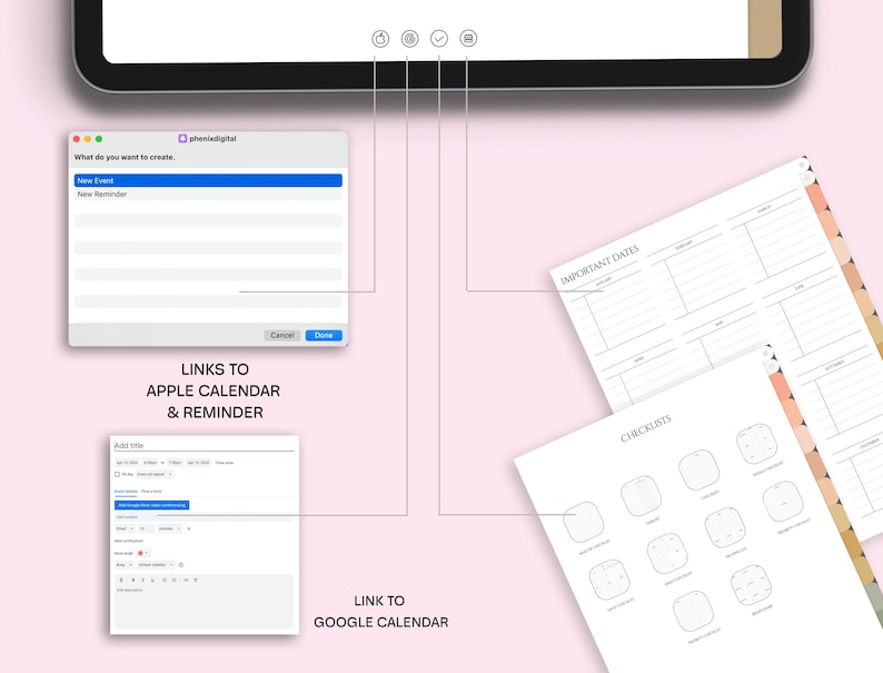 Minimal Digital Notebook: Cornell Note-Taking, 50000 Stickers (Digital Download) image 2