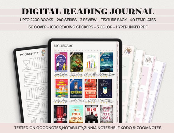 Digital Reading Journal: Book Review Tracker for Goodnotes (iPad)