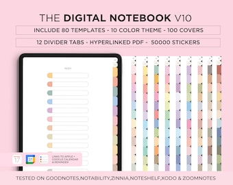Minimal Digital Notebook: Cornell Note Taking Templates, 50000 Stickers (Digital Download)