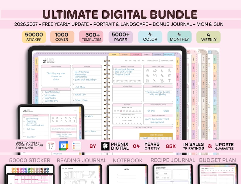 2026 2027 All-in-one Digital Planner Bundle, Digital Planner, 2026 ...