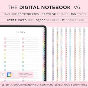 Digital Notebook, Goodnotes Notebooks, Notebook with Tab, Portrait, Lined Digital Journal, Digital Notes Template, Student Notebook Journal