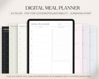 Digital Weekly Meal Planner: Goodnotes, Notability Template (PDF)