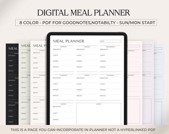 Digital Weekly Meal Planner: Goodnotes Template (PDF)