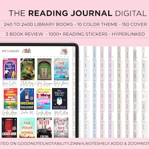 Diario di lettura digitale, diario dei libri, diario di lettura Goodnotes, recensione di libri, scaffale, registro di lettura, recensione di Book Tracker per iPad