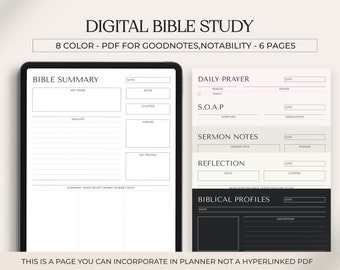 Digital Bible Study Template: SOAP Journal, Chapter Summary (PDF)