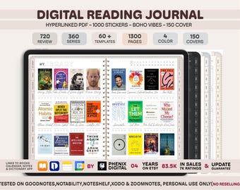 Digital Reading Journal for Goodnotes, Notability (iPad, Android)