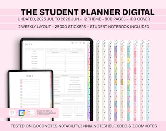 2025 2026 Student Digital Planner Goodnotes, Academic Planner, College Planner Academic Agenda, Undated Student iPad Planner