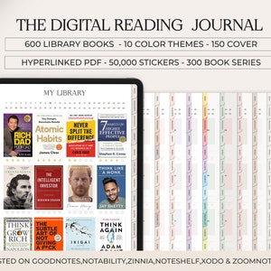 Digitaal leesdagboek, leeslogboek, boektracker, boekrecensie, digitale boekenplank, boekleestrackerplanner voor iPad, Goodnotes Journal afbeelding 1