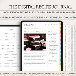 Digital Recipe Book For Goodnotes, Notability, Digital Meal Planner, Digital Recipe Journal, Digital Cookbook Recipe Planner, iPad Planner