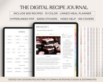 Digital Recipe Book For Goodnotes, Notability, Digital Meal Planner, Digital Recipe Journal, Digital Cookbook Recipe Planner, iPad Planner