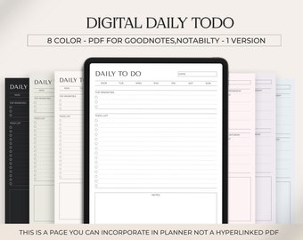 Dark Mode Digital To Do List Template: Goodnotes, Notability (PDF)