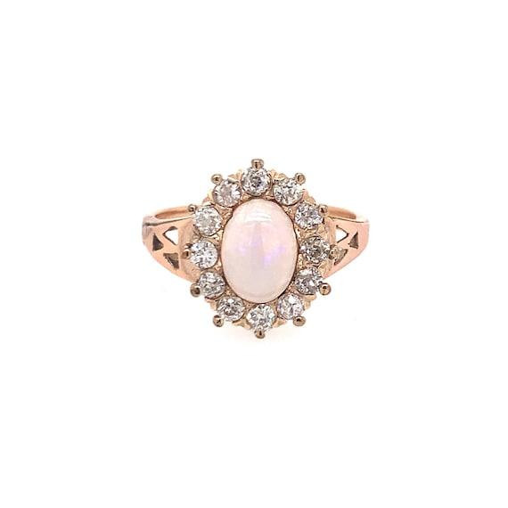 Wonderful White Opal and Diamond Solitaire Ring i… - image 1