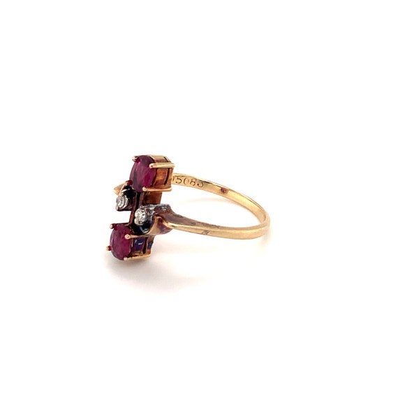 Victorian Ruby and Diamond Ring in 14K Yellow Gold - image 2