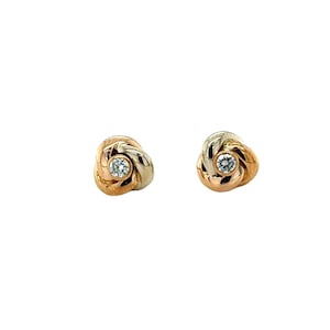 18k Tri-Color Gold Diamond Cartier Knot Earrings