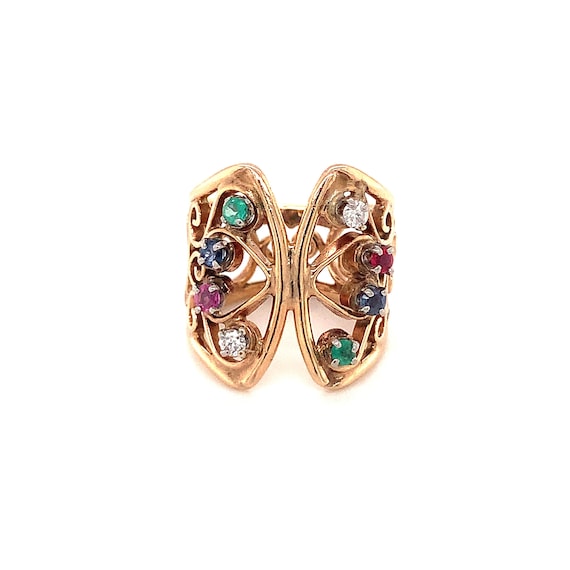 Bejeweled Butterfly Design Multi-Gem and Diamond R