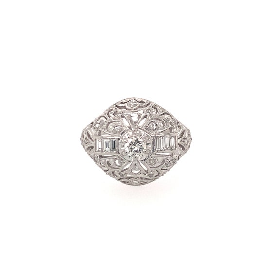 Art Deco Diamond Ring in Platinum - image 1