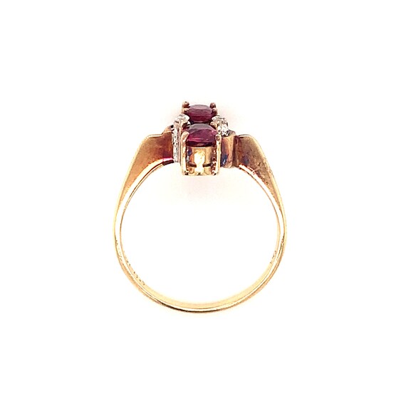 Victorian Ruby and Diamond Ring in 14K Yellow Gold - image 5