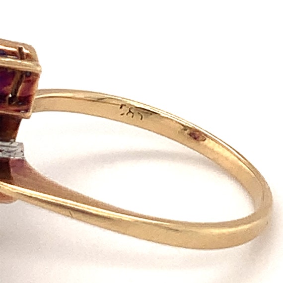 Victorian Ruby and Diamond Ring in 14K Yellow Gold - image 4