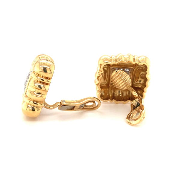 Diamond Platinum and Gold Earclips, Circa 1970s - image 2