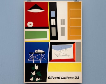 Olivetti Lettera 22 / Stampa di arte grafica italiana Mid-Century / 1954 / Giovanni Pintori