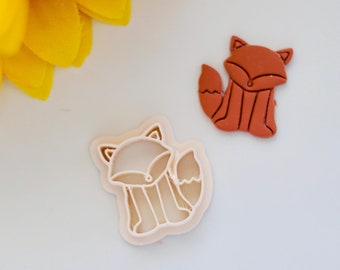 Coupe-pâte à découper Fox assis | Coupe-boucles d'oreilles Fox Clay (gaufrage) | Coupeur d'argile d'Halloween | Coupe-boucles d'oreilles automne (automne)